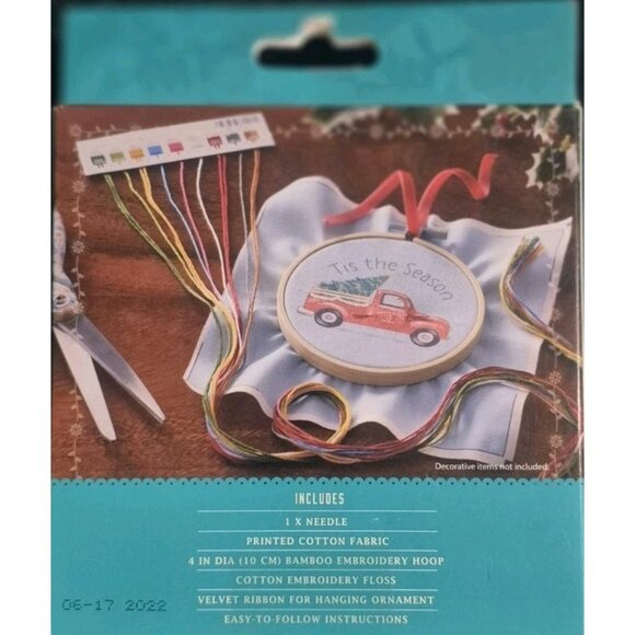 The Pioneer Woman Holiday Red Truck with Tree Embroidery Christmas Ornament Kit - Picture 2 of 3
